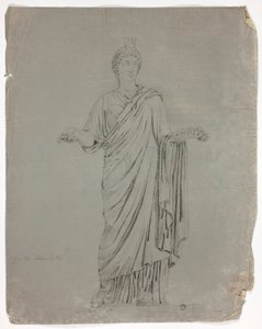 Antique Statue of Standing Goddess with Outstretched Arms