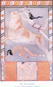 The Bull Baiters, Illustration from Myths of Crete and Pre-Hellenic Europe by John Duncan