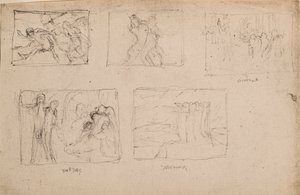 Untitled [Five sketches of figures]