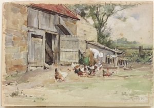 Feeding the Hens, 1909 by John Edgar Mitchell