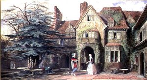Exterior of Stoke House, with Figures