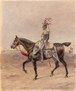 A mounted officer of the 17th Regiment of (Light) Dragoons (Lancers), c.1825 by John Edward Chapman Mathews