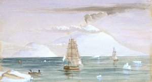 Beaufort Island and Mount Erebus. Discovered 28 January 1841 by John Edward Davis