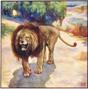 I was aware for a single instance only that the lion was coming