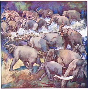 On came the herd in gallant style, throwing the spray from the muddy water