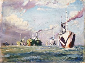 A Cunarder (steamship), c.1918 by John Everett