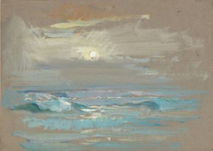 Seascape. Moonlight Over a Calm Sea, Late 19th Century - Mid 20th Century by John Everett