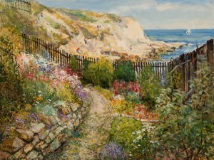 A Cullercoats Garden Overlooking The Sea by John Falconar Slater