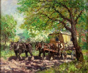 Two Horses and a Caravan by John Falconar Slater