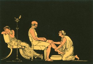 Euryclea discovers Ulysses