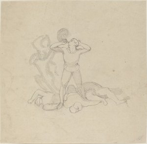 Figure Standing over Corpses, Blowing a Horn by John Flaxman