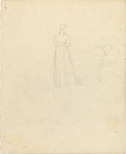 Standing Female Figure Looking at Reclining and Seated Figures
