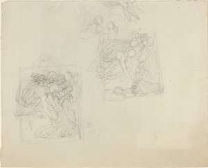 Studies for a Monument with Angels Reaching Down to a Praying Figure (recto and verso) by John Flaxman