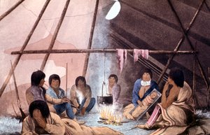Interior of Cree Indian Tent