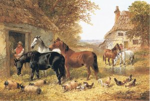 Horses in a Farmyard