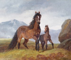 A Welsh Mountain Mare and Foal, 1854 by John Frederick Herring Senior