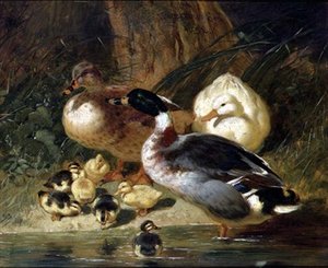 Ducks and Ducklings by John Frederick Herring Senior