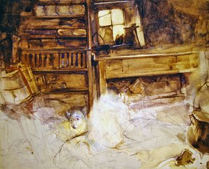 A terrier in a Highland cottage by John Frederick Lewis