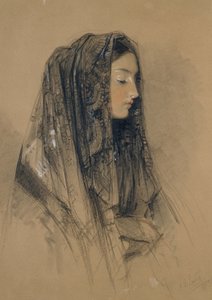 Head of an Italian Girl in a Mantilla, 1838 by John Frederick Lewis
