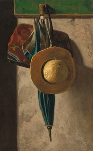 Straw Hat, Bag, and Umbrella