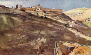 Jerusalem, South Wall of the Temple Area, from the Valley of Hinnom, at Sunset