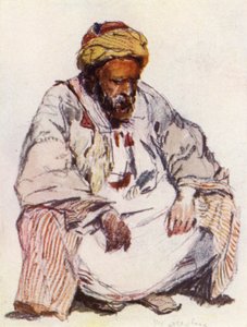 Seated figure of Syrian Shepherd in Sheepskin Coat