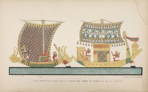 Boats with coloured sails, from the Tomb of Remeses III at Thebes, illustration from 