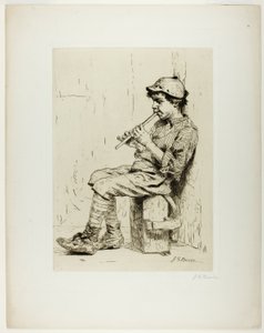 Boy Playing a Flute by John George Brown