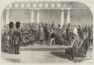 Her Majesty Inspecting the Wounded Guards in the Grand Hall of Buckingham Palace by John Gilbert