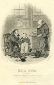 Nicholas Nickleby: Wackford Squeers and Young Wackford Squeers, engraved by H.B. Hall and Sons by John Gilbert