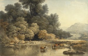 Hilly landscape with River and Cattle, c.1810