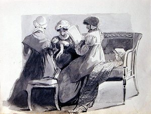 Three Women on a Sofa by John Harden