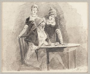Three at a table, one sitting, 1807