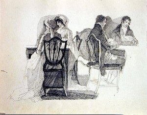 Two groups in an interior by John Harden