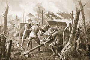 Bombardier Harlock laying his gun after having been twice wounded by John Harris Valda
