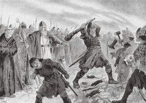 King Olav the Saint breaking the Image of the God Mor by John Harris Valda
