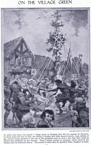 On the Village Green. Dancing Around the Maypole by John Harris Valda