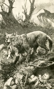 Romulus and Remus Being Cared for by the Wolf by John Harris Valda