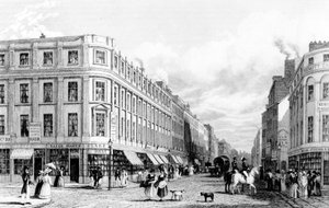 Market Street from the Market Place, Manchester, engraved by Frederick James Havell, 1829