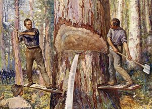 Lumbermen Cutting Timber by John Henry Frederick (after) Bacon