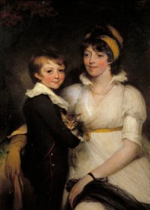 Young Woman and Little Boy Holding a Cat by John Hoppner
