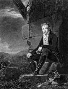 Walter Scott, Scottish Poet and Novelist, Seated on a Stone, Accompanied by a Dog