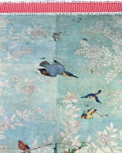 A Belted Kingfisher, Cut from The Birds of America and Pasted onto Hand-Painted Chinese Wallpaper by John James Audubon