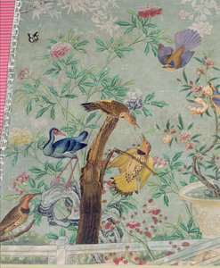 A Northern Flicker, Cut from The Birds of America and Pasted onto Hand-Painted Chinese Wallpaper