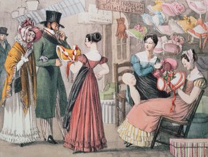 At the Milliners, printed by Charles Joseph Hullmandel, pub. by Rodwell and Martin by John James Chalon