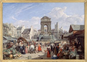 The Market and the Fountain of the Innocents by John James Chalon