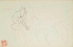 Achilles and Xanthus, from La Farge folios #849 and #860, one of 42 drawings by John La Farge