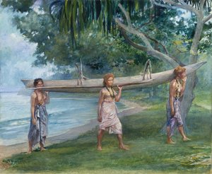 Girls Carrying a Canoe, Vaiala in Samoa, 1891