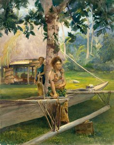 Portrait of Faase, the Taupo, or Official Virgin, of Fagaloa Bay, and Her Duenna, Samoa