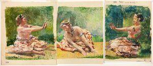 Siva Dance: Triptych of Seated Single Figures
